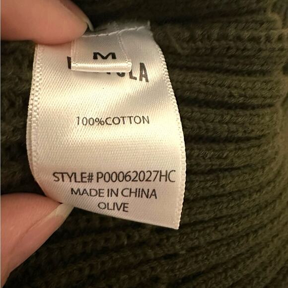 Pistola brand revolve Camille Green V-Neck Sweater with strong Shoulders cotton - Picture 8 of 8